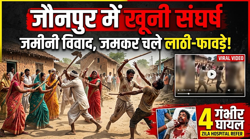 जमीनी विवाद में दो पक्षों के बीच खूनी संघर्ष, लाठी-डंडे और फावड़े चले, 4 गंभीर घायल