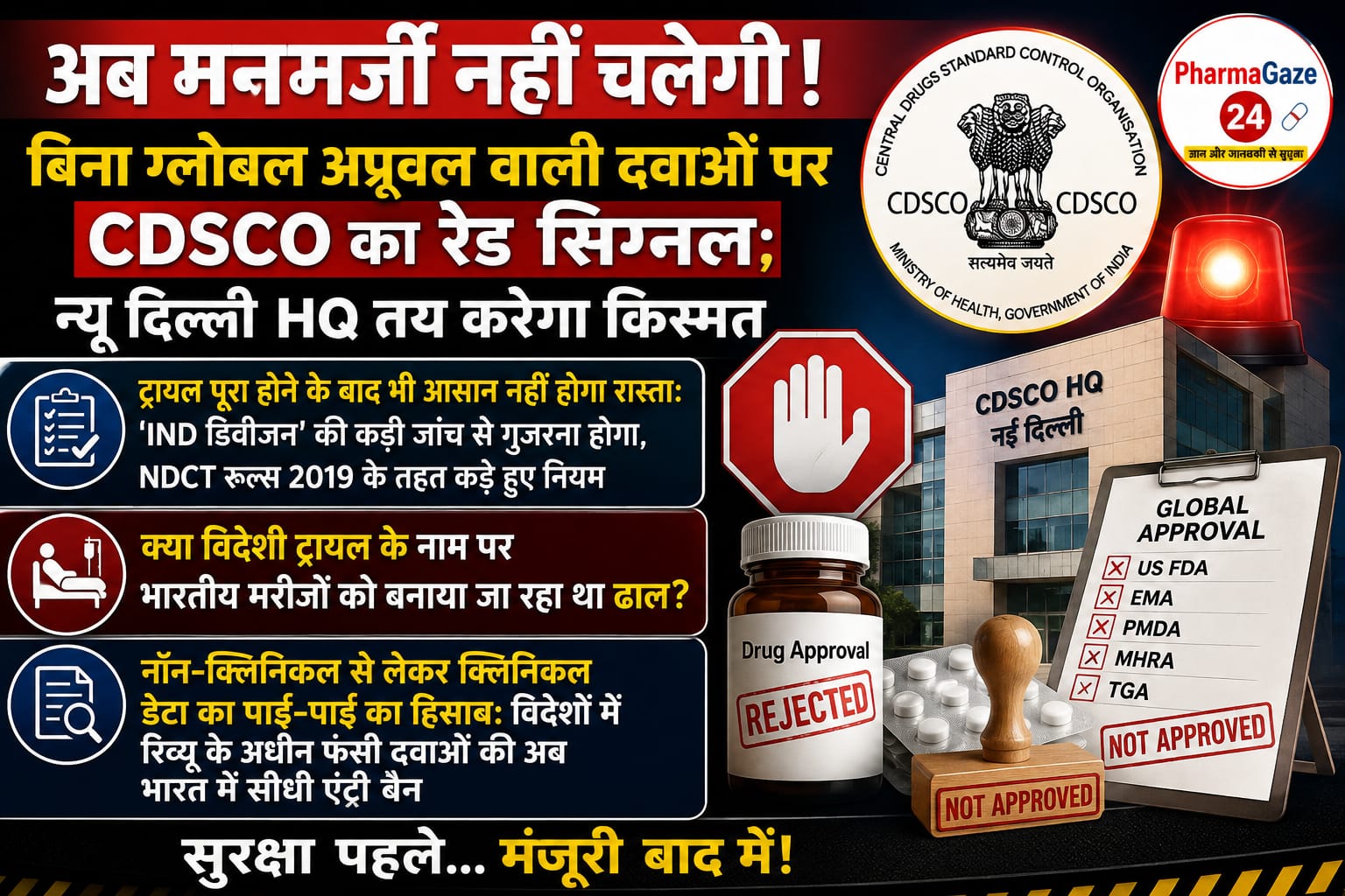 अब मनमर्जी नहीं चलेगी! बिना ग्लोबल अप्रूवल वाली दवाओं पर CDSCO का रेड सिग्नल; न्यू दिल्ली HQ तय करेगा किस्मत