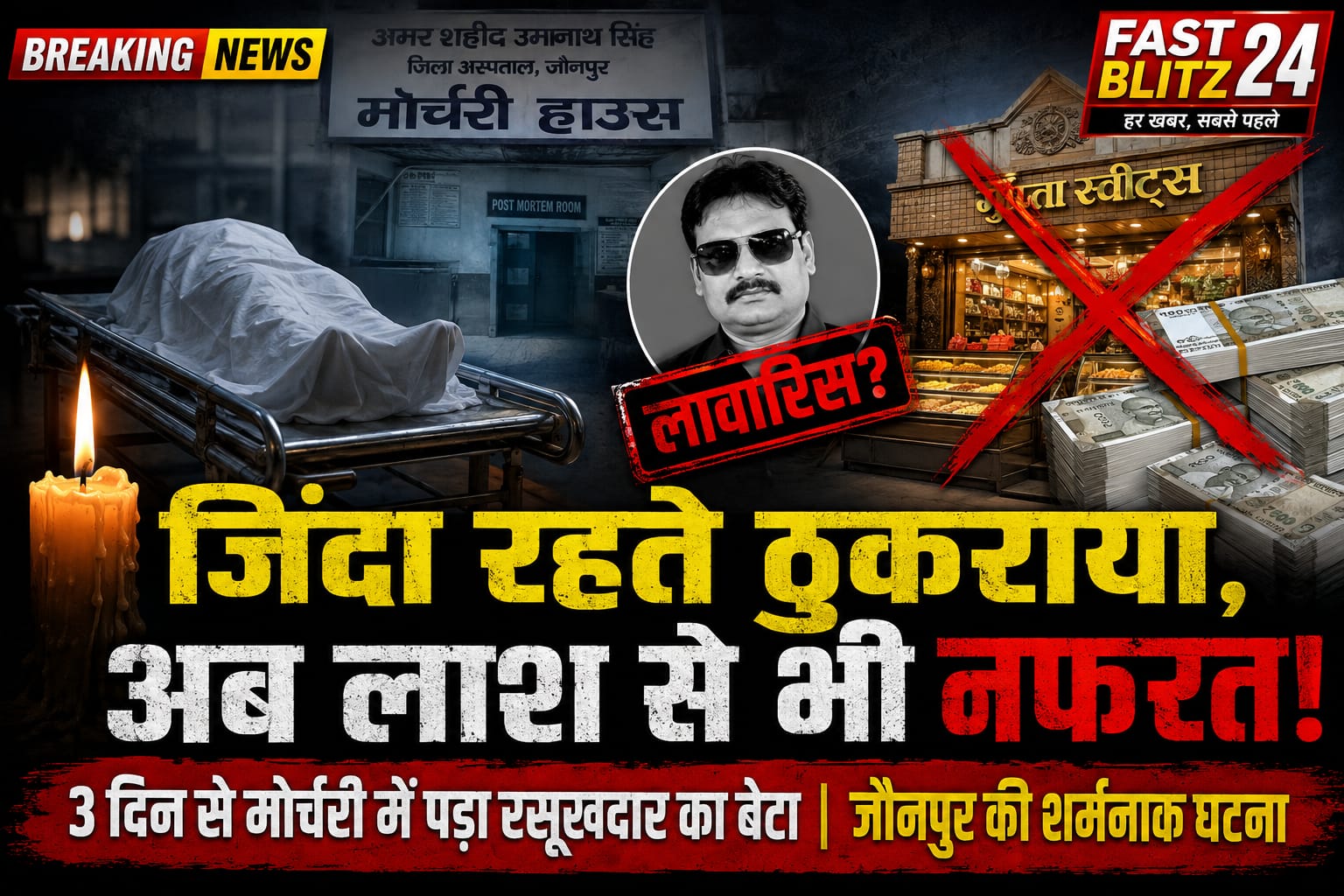 जौनपुर में कलयुग का कड़वा सच: 3 दिन से मोर्चरी में सड़ रही अनिल गुप्ता की लाश, रसूखदार परिवार ने मोड़ा मुंह